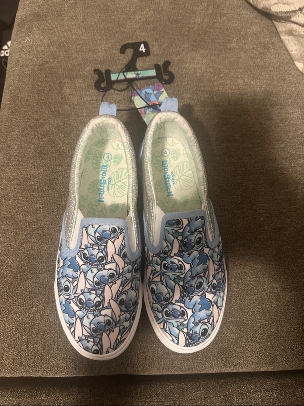 Disney Light Blue Slip-On Sneakers with Stitch Print